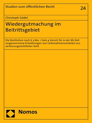 cover image of Wiedergutmachung im Beitrittsgebiet